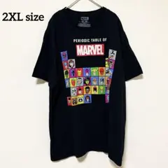 MARVEL Tシャツ 2XL ブラック ロゴ総柄 古着
