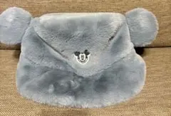 【美品・24H以内発送ok】 ミッキーの耳付きふわもこハット(ブルーグレー)