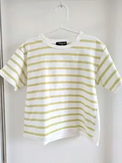 コムサイズム　半袖Tシャツ　110cm　イエロー×ホワイト　ボーダー