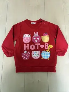 ミキハウス ホットビスケッツ トレーナー 90 赤 動物柄