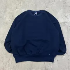 90s　USA製　ラッセルアスレチック　スウェット　L　ネイビー　前V 古着