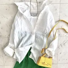 美品 セオリーリュクス ICY LAWN リボンベルト付きシアーロング丈