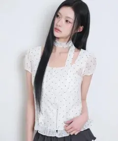 ILLIGO リボン トップス ブラウス ホワイト amood ウィッシュコア 