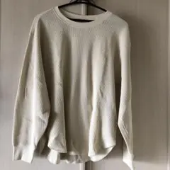 UNIQLO アイボリー ワッフル編み 長袖トップス