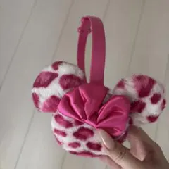 ディズニー ミニー イヤーマフ ヒョウ柄 ピンク