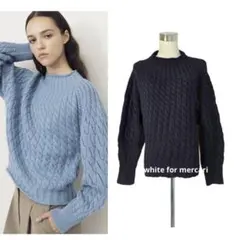 NYブランド 定価4万 ふんわりケーブル黒ニット