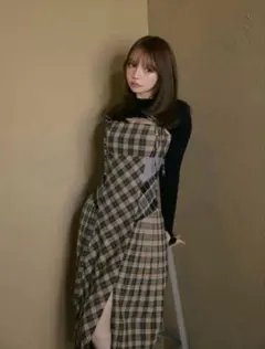 BunnyLis リボンファーボレロ×チェックロングワンピ - メルカリ