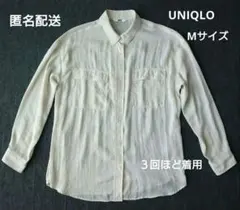 UNIQLO ユニクロ シフォン ブラウス 長袖 Mサイズ シアーシャツ 美品