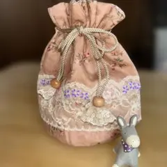ハンドメイド　刺繍巾着袋