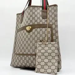 GUCCI plus トートバッグ GGスプリーム シェリーライン ベージュ