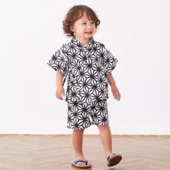 甚平 80cm 黒白幾何学模様