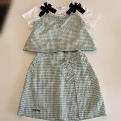 Jenni love ギンガムチェック ミントグリーン　セットアップ