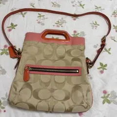 Coach ベージュ ピンク バッグ