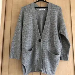 グレー ボタン付きカーディガン Fサイズ