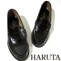 極美品■ハルタ　革靴　黒　コインローファー　22.5cm　レディース　スリッポン