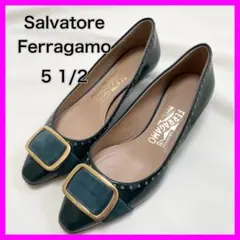 【綺麗】 サルヴァトーレフェラガモ パンプス ダークグリーン リベット