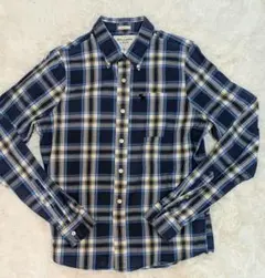 Abercrombie&Fitchネルシャツ ネイビー イエロー チェック