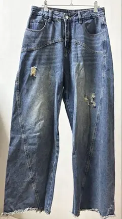 地底人オンライン ウォッシュドカジュアルデニム 韓国ストリートグランジ Y2K