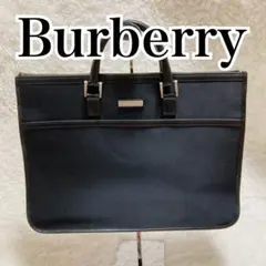 【美品】バーバリー　2wayビジネスバッグ　ノバチェック柄　ナイロン　レザー　黒