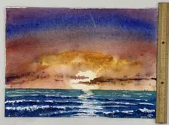 夕日と海の色鉛筆画 - メルカリ