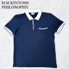 美品　マッキントッシュフィロソフィー ポロシャツ ネイビー 鹿の子 L リンガーのサムネイル