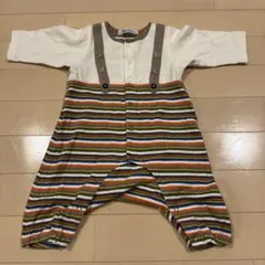 familiar ストライプロンパース 60