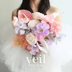 ウェディングブーケ　造花　結婚式　前撮りブーケ　胡蝶蘭　ピンク　白　紫　オレンジ