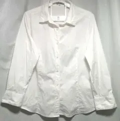 ストレッチ長袖シャツ ホワイト　大きいサイズ