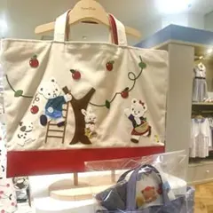 【美品】familiarファミリア　70周年記念デニムバック　ベージュ×レッド