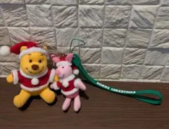 プーさん ピグレット クリスマスぬいぐるみ ストラップ　平成レトロ　レア