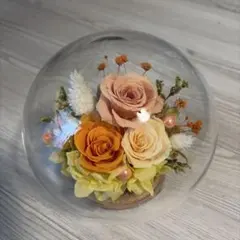 プリザーブドフラワー ガラスドームアレンジメント