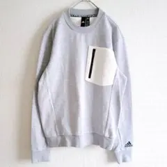 アディダス　トレーナー　スウェット　クルーネック　ボアポケット　グレー　S 長袖