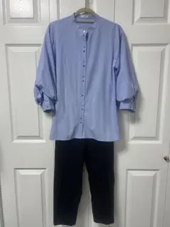 NICE CLAUP ライトブルー シャツ パンツセットアップ