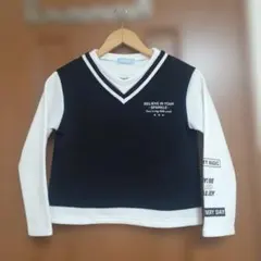 140Vネック トレーナー 黒/白