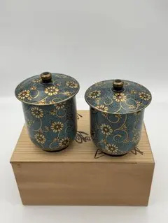 九谷焼　青粒鉄仙　湯呑