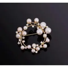 ★匿名配送　パールブローチ コサージュ フォーマル 卒業式 入学式 ゴールド19