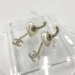 シャネル ピアス フープ ココマーク パール ラインストーン ハート ゴールド