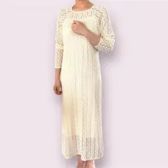 【アパートバイローリーズ】総レースワンピース アイボリー （ペチコート付き）