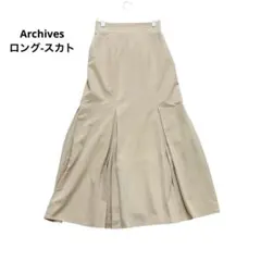 Archives .ロング丈の固定ボックスプリーツスカート, F 。ベージュのサムネイル