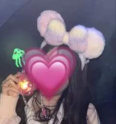 ディズニーカチューシャミニーパステルカラーモコモコ