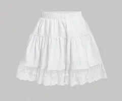 【新品/未使用】ホワイト フレアスカート レース付き　ミニスカート