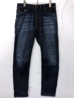 【新品未使用】COEL ダメージスウェットパンツ　ブラック ワイドシルエット サイドロゴ 色落ち加工 スウェットパンツ XXK4226