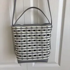 CAMPERレザーメッシュ ショルダーバッグ グレー×ホワイトのサムネイル