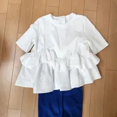 CADUNE 新品 フリルカットソー 半袖 ホワイト 38のサムネイル