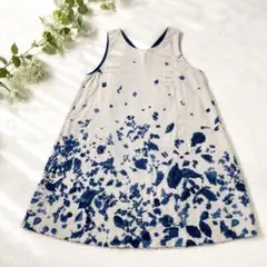 パラスパレス ヴーム 藍染 総柄ノースリーブワンピース 0 ベージュ×紺のサムネイル