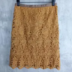 【クリアインプレッション】マスタードカラー刺繍のかわいいタイトスカート　Mのサムネイル