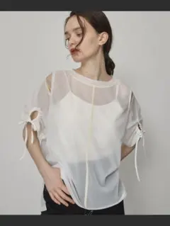 PUBLICTOKYO ショルダースリットシアーTシャツ/ウォッシャブル