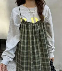 早い者勝ち！！チェックギャザーワンピース