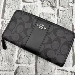 美品✨コーチ シグネチャー ラウンドファスナー 長財布 ブラック F54630