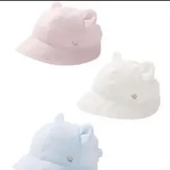 ファミリア クマ耳付き麦わら帽子 45-47 サイズ02 青系ファミリア